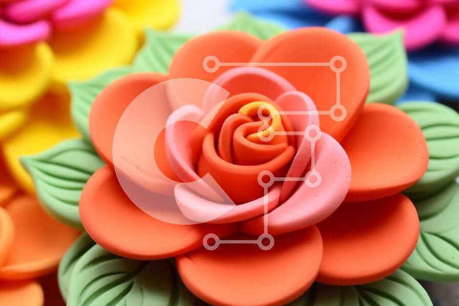 Intra Συλλεκτικό Ξύλινο Παζλ Plywood  4mm - Πολύχρωμη σύνθεση λουλουδιών από πολυμερή πηλό Σε Ξύλινο Κουτί - Διαστάσεις: 10x10 cm – 25 κομμάτια