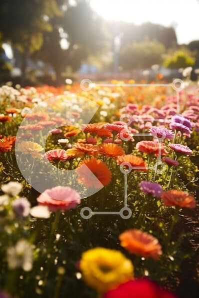 Σετ των 2 Intra Συλλεκτικό Ξύλινο Παζλ Plywood  4mm - Εκπληκτική φωτογραφία ενός ανθισμένου χωραφιού με πολύχρωμα λουλούδια Σε Ξύλινο Κουτί - Διαστάσεις: 10x10 cm – 25 κομμάτια