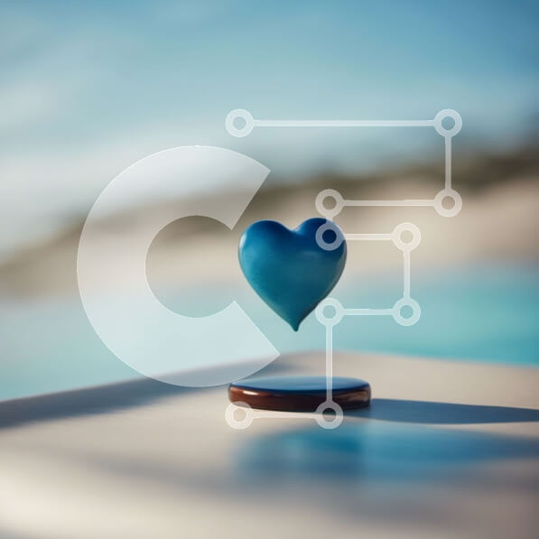 Intra Συλλεκτικό Ξύλινο Παζλ Plywood  4mm - Αφηρημένο μπλε αντικείμενο σε σχήμα καρδιάς που επιπλέει πάνω από το νερό Σε Ξύλινο Κουτί - Διαστάσεις Puzzle: 10x10 cm – 25 κομμάτια