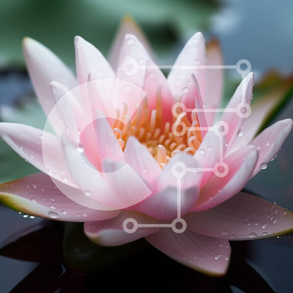 Intra Συλλεκτικό Ξύλινο Παζλ Plywood  4mm - Όμορφη εικόνα του λουλουδιού ροζ νούφαρου στο νερό Σε Ξύλινο Κουτί - Διαστάσεις: 10x10 cm – 25 κομμάτια