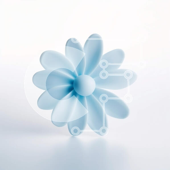 Intra Συλλεκτικό Ξύλινο Παζλ Plywood  4mm - Μπλε πλαστικό λουλούδι σε άσπρο φόντο Σε Ξύλινο Κουτί - Διαστάσεις: 10x10 cm – 25 κομμάτια