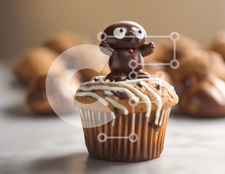 Σετ των 2 Intra Συλλεκτικό Ξύλινο Παζλ Plywood  4mm - Cupcake σοκολάτας με ειδώλιο ζώου Σε Ξύλινο Κουτί - Διαστάσεις: 10x10 cm – 25 κομμάτια