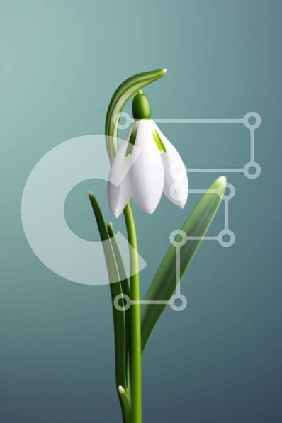 Σετ των 2 Intra Συλλεκτικό Ξύλινο Παζλ Plywood  4mm - Λευκό λουλούδι χιονοστιβάδας με πράσινα φύλλα - σύμβολο της άνοιξης και της ομορφιάς της φύσης Σε Ξύλινο Κουτί - Διαστάσεις: 10x10 cm – 25 κομμάτια