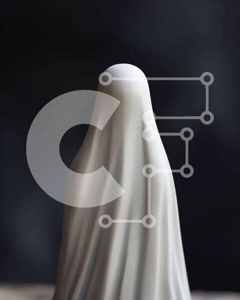 Intra Συλλεκτικό Ξύλινο Παζλ Plywood  4mm - Ειδώλιο φάντασμα ή φάντασμα σε ξύλινη επιφάνεια Σε Ξύλινο Κουτί - Διαστάσεις Puzzle: 10x10 cm – 25 κομμάτια