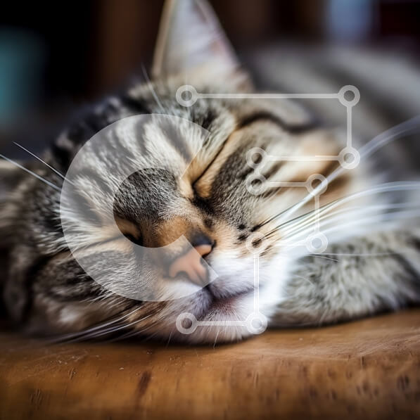 Intra Συλλεκτικό Ξύλινο Παζλ Plywood  4mm - Όμορφη κοντινή εικόνα μιας γάτας που κοιμάται Σε Ξύλινο Κουτί - Διαστάσεις: 10x10 cm – 25 κομμάτια