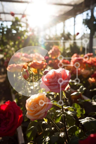 Σετ των 2 Intra Συλλεκτικό Ξύλινο Παζλ Plywood  4mm - Όμορφη εικόνα από τριαντάφυλλα πλήρους άνθισης σε ένα γυάλινο θερμοκήπιο Σε Ξύλινο Κουτί - Διαστάσεις: 10x10 cm – 25 κομμάτια