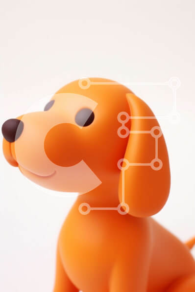 Intra Συλλεκτικό Ξύλινο Παζλ Plywood  4mm - Πορτοκαλί σκύλος παιχνιδιών σε άσπρο φόντο Σε Ξύλινο Κουτί - Διαστάσεις: 10x10 cm – 25 κομμάτια