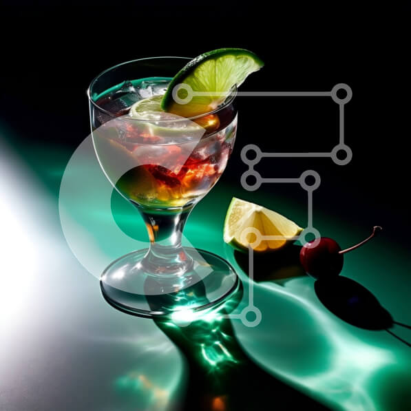 Σετ των 2 Intra Συλλεκτικό Ξύλινο Παζλ Plywood  4mm - Εκπληκτική εικόνα ενός πολύχρωμου κοκτέιλ με λάιμ και κεράσι Σε Ξύλινο Κουτί - Διαστάσεις: 10x10 cm – 25 κομμάτια