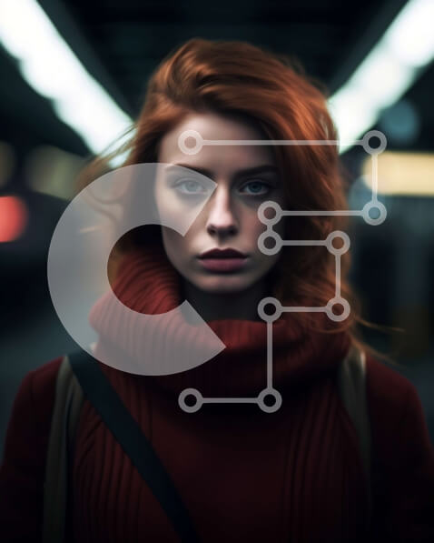 Intra Συλλεκτικό Ξύλινο Παζλ Plywood  4mm - Κομψή γυναίκα που περιμένει το τρένο του μετρό τη νύχτα Σε Ξύλινο Κουτί - Διαστάσεις Puzzle: 10x10 cm – 25 κομμάτια