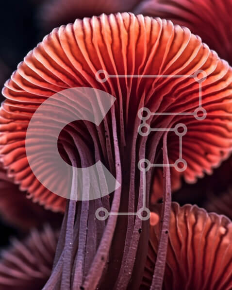 Intra Συλλεκτικό Ξύλινο Παζλ Plywood  4mm - Κοντινή όψη ενός υγιούς κόκκινου μανιταριού με λευκά βράγχια και καφέ καπάκι Σε Ξύλινο Κουτί - Διαστάσεις: 10x10 cm – 25 κομμάτια