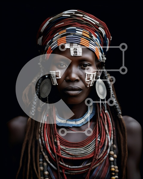 Intra Συλλεκτικό Ξύλινο Παζλ Plywood  4mm - Γυναίκα Maasai με παραδοσιακά ρούχα και κοσμήματα Σε Ξύλινο Κουτί - Διαστάσεις Puzzle: 10x10 cm – 25 κομμάτια