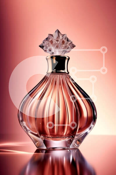 Intra Συλλεκτικό Ξύλινο Παζλ Plywood  4mm - Κομψό ροζ υγρό σε διαφανές γυάλινο μπουκάλι σε ανακλαστική επιφάνεια Σε Ξύλινο Κουτί - Διαστάσεις: 10x10 cm – 25 κομμάτια