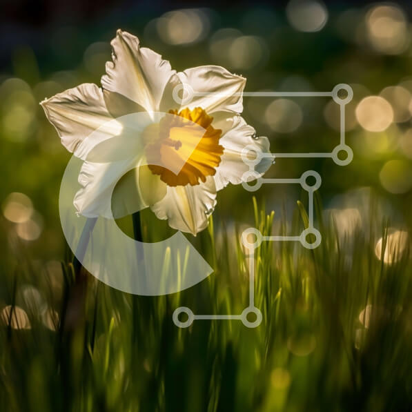 Intra Συλλεκτικό Ξύλινο Παζλ Plywood  4mm - Όμορφη εικόνα ενός λουλουδιού λευκού ασφόδελου σε ένα χωράφι με πράσινο γρασίδι Σε Ξύλινο Κουτί - Διαστάσεις: 10x10 cm – 25 κομμάτια