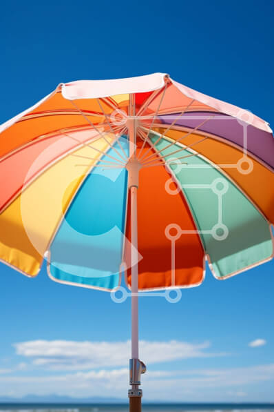 Intra Συλλεκτικό Ξύλινο Παζλ Plywood  4mm - Όμορφη εικόνα της πολύχρωμης ομπρέλας παραλίας στο Sunny Beach Σε Ξύλινο Κουτί - Διαστάσεις Puzzle: 10x10 cm – 25 κομμάτια