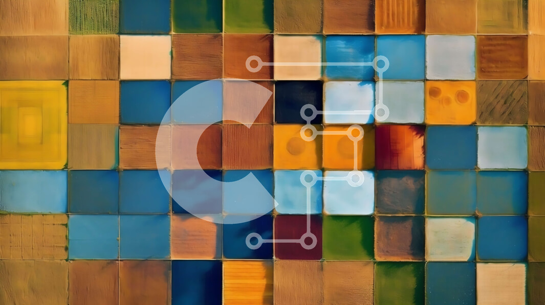 Intra Συλλεκτικό Ξύλινο Παζλ Plywood  4mm - Κοντινό πλάνο ενός πολύχρωμου γεωμετρικού μοτίβου μωσαϊκού Σε Ξύλινο Κουτί - Διαστάσεις Puzzle: 10x10 cm – 25 κομμάτια