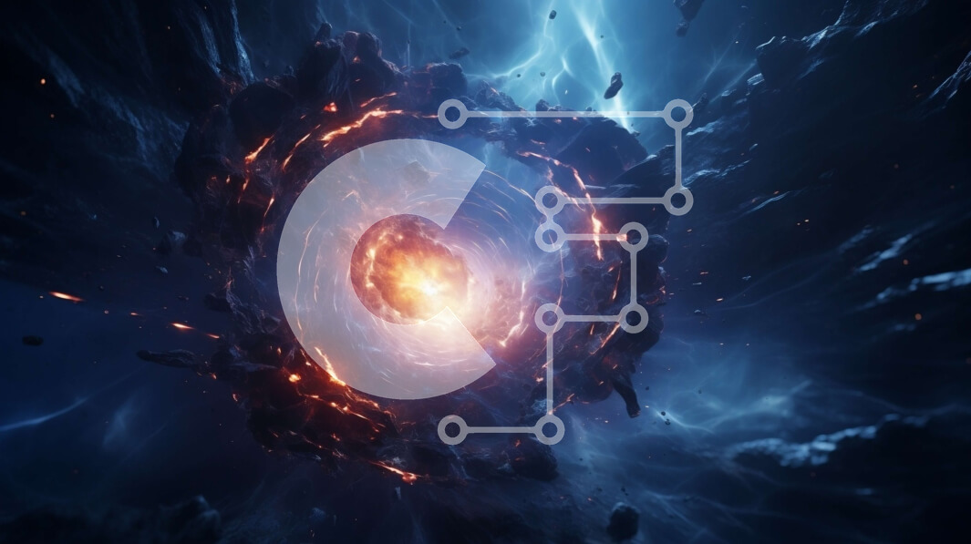 Intra Συλλεκτικό Ξύλινο Παζλ Plywood  4mm - Μαύρη τρύπα στο διάστημα με μπλε και πορτοκαλί φλόγες Σε Ξύλινο Κουτί - Διαστάσεις Puzzle: 10x10 cm – 25 κομμάτια