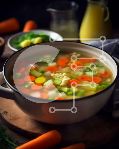 Σετ των 2 Intra Συλλεκτικό Ξύλινο Παζλ Plywood  4mm - Υγιεινό μπολ σούπας λαχανικών με φρέσκα υλικά Σε Ξύλινο Κουτί - Διαστάσεις: 10x10 cm – 25 κομμάτια