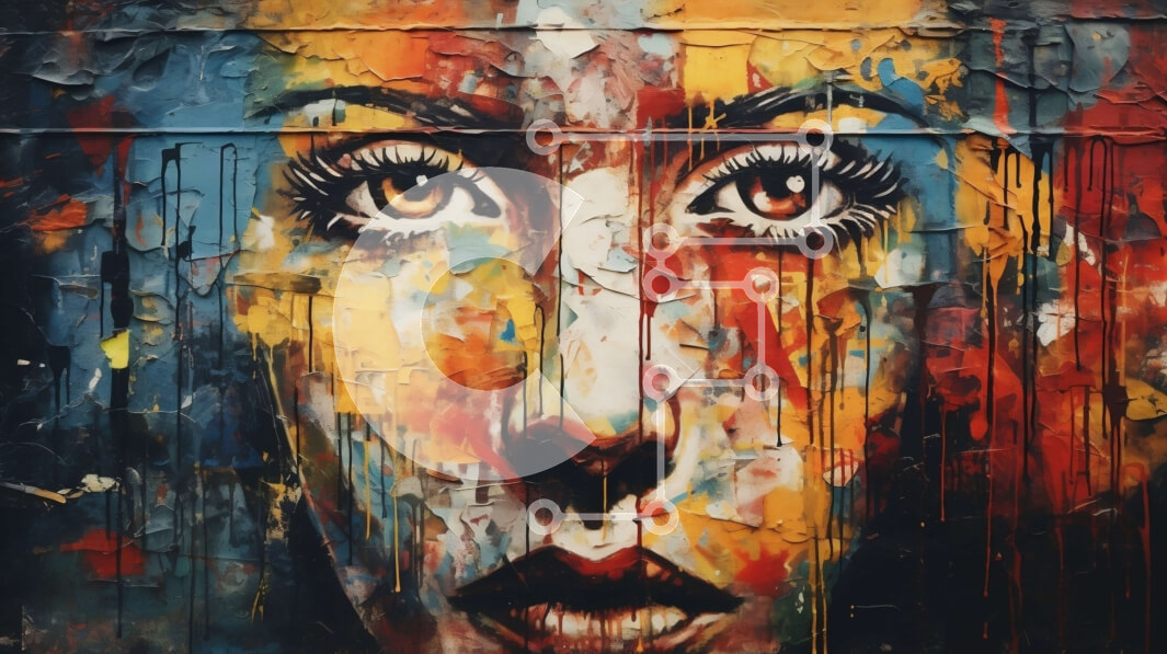 Σετ των 2 Intra Συλλεκτικό Ξύλινο Παζλ Plywood  4mm - Γυναίκα με πολύχρωμο χρώμα που στάζει στο πρόσωπό της Σε Ξύλινο Κουτί - Διαστάσεις: 10x10 cm – 25 κομμάτια