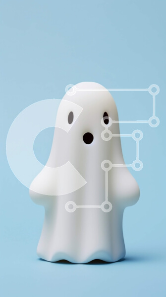 Intra Συλλεκτικό Ξύλινο Παζλ Plywood  4mm - Χαμογελώντας λευκό παιχνίδι φαντασμάτων σε μπλε φόντο Σε Ξύλινο Κουτί - Διαστάσεις Puzzle: 10x10 cm – 25 κομμάτια