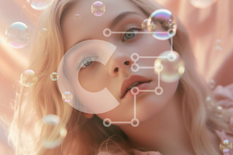 Intra Συλλεκτικό Ξύλινο Παζλ Plywood  4mm - Όμορφη νεαρή γυναίκα ξαπλωμένη στο κρεβάτι με φυσαλίδες και ροζ φόρεμα Σε Ξύλινο Κουτί - Διαστάσεις Puzzle: 10x10 cm – 25 κομμάτια