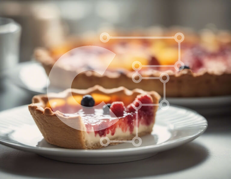 Σετ των 2 Intra Συλλεκτικό Ξύλινο Παζλ Plywood  4mm - Φέτα πίτας σε λευκά πιάτα με φλιτζάνια καφέ Σε Ξύλινο Κουτί - Διαστάσεις: 10x10 cm – 25 κομμάτια