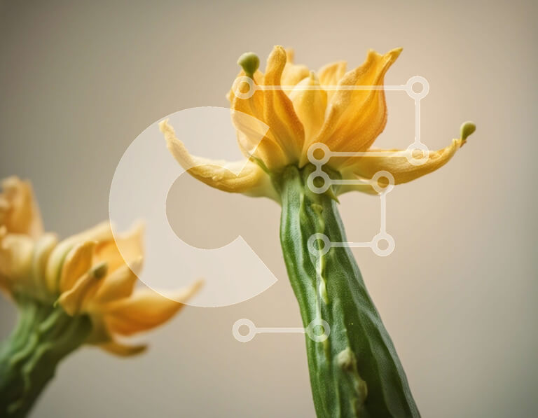 Intra Συλλεκτικό Ξύλινο Παζλ Plywood  4mm - Κοντινό πλάνο δύο κίτρινων λουλουδιών σε διαφορετικά στάδια ανάπτυξης Σε Ξύλινο Κουτί - Διαστάσεις: 10x10 cm – 25 κομμάτια