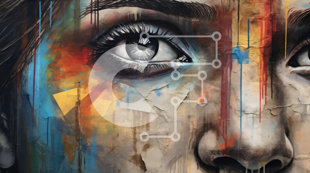 Intra Συλλεκτικό Ξύλινο Παζλ Plywood  4mm - Αφηρημένη ομορφιά: Γυναίκα με πολύχρωμες πιτσιλιές μπογιάς στο πρόσωπό της Σε Ξύλινο Κουτί - Διαστάσεις Puzzle: 10x10 cm – 25 κομμάτια