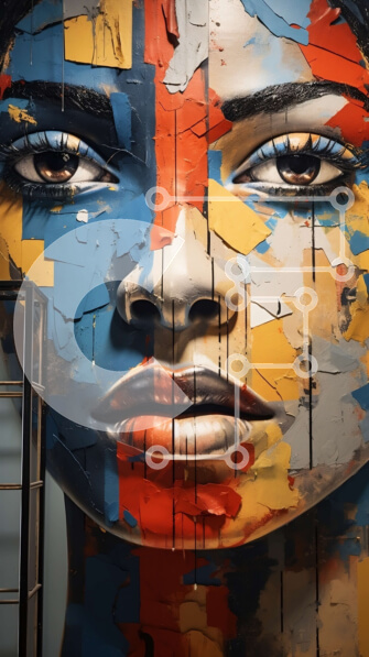 Intra Συλλεκτικό Ξύλινο Παζλ Plywood  4mm - Πολύχρωμο πρόσωπο γυναίκας με κλειστά μάτια Σε Ξύλινο Κουτί - Διαστάσεις Puzzle: 10x10 cm – 25 κομμάτια