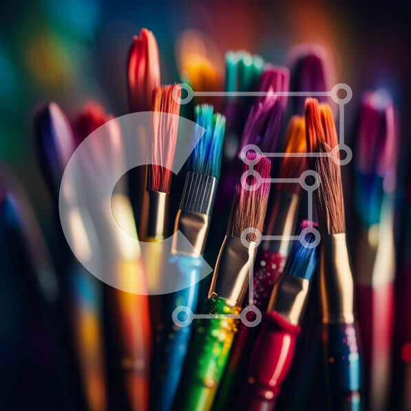 Intra Συλλεκτικό Ξύλινο Παζλ Plywood  4mm - Ζωντανή εικόνα από πολύχρωμα πινέλα σε διάφορα σχήματα και μεγέθη Σε Ξύλινο Κουτί - Διαστάσεις Puzzle: 10x10 cm – 25 κομμάτια