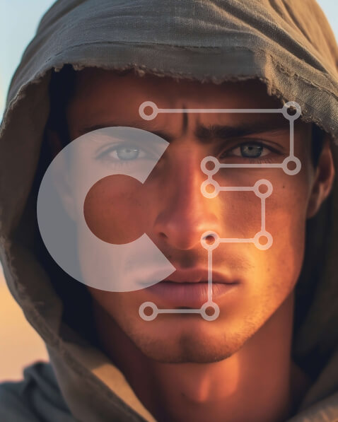 Intra Συλλεκτικό Ξύλινο Παζλ Plywood  4mm - Πορτρέτο ενός άνδρα που φοράει κουκούλα με σοβαρή έκφραση Σε Ξύλινο Κουτί - Διαστάσεις Puzzle: 10x10 cm – 25 κομμάτια