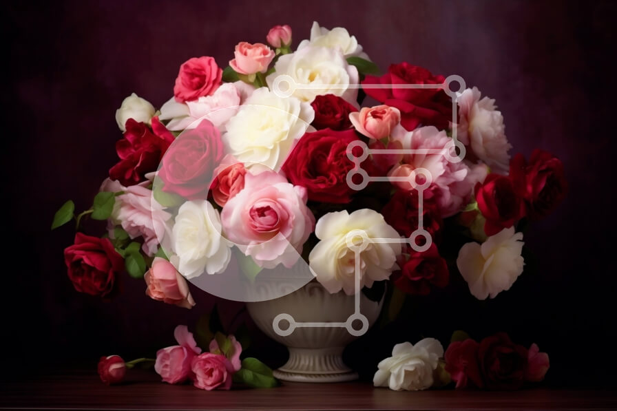 Intra Συλλεκτικό Ξύλινο Παζλ Plywood  4mm - Όμορφη εικόνα με τριαντάφυλλα σε ένα βάζο σε ένα ξύλινο τραπέζι Σε Ξύλινο Κουτί - Διαστάσεις: 10x10 cm – 25 κομμάτια