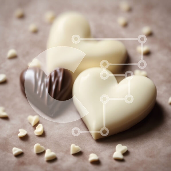 Σετ των 2 Intra Συλλεκτικό Ξύλινο Παζλ Plywood  4mm - Σοκολάτες σε σχήμα καρδιάς για την ημέρα του Αγίου Βαλεντίνου Σε Ξύλινο Κουτί - Διαστάσεις: 10x10 cm – 25 κομμάτια