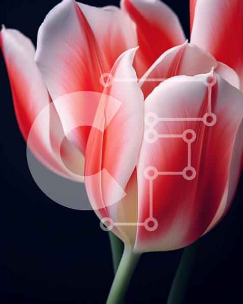 Intra Συλλεκτικό Ξύλινο Παζλ Plywood  4mm - Κόκκινα και λευκά λουλούδια τουλίπας σε γυάλινο βάζο Σε Ξύλινο Κουτί - Διαστάσεις: 10x10 cm – 25 κομμάτια