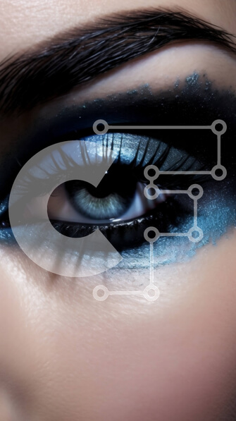 Intra Συλλεκτικό Ξύλινο Παζλ Plywood  4mm - Όμορφο κοντινό πλάνο ενός γυναικείου ματιού με μπλε μακιγιάζ Σε Ξύλινο Κουτί - Διαστάσεις Puzzle: 10x10 cm – 25 κομμάτια