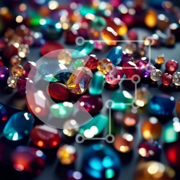 Intra Συλλεκτικό Ξύλινο Παζλ Plywood  4mm - Ζωντανή εικόνα πολύχρωμων πολύτιμων λίθων που λάμπουν έντονα Σε Ξύλινο Κουτί - Διαστάσεις: 10x10 cm – 25 κομμάτια