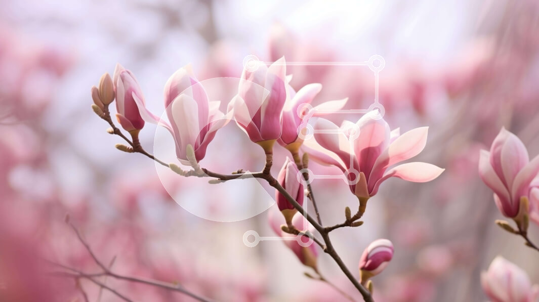 Intra Συλλεκτικό Ξύλινο Παζλ Plywood  4mm - Ροζ δέντρο μανόλιας με ανθισμένα λουλούδια Σε Ξύλινο Κουτί - Διαστάσεις: 10x10 cm – 25 κομμάτια