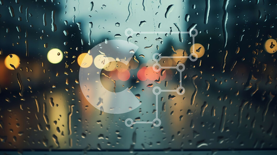 Intra Συλλεκτικό Ξύλινο Παζλ Plywood  4mm - Άποψη της βροχερής ημέρας μέσω του παρμπρίζ αυτοκινήτου σε μια πόλη Σε Ξύλινο Κουτί - Διαστάσεις Puzzle: 10x10 cm – 25 κομμάτια