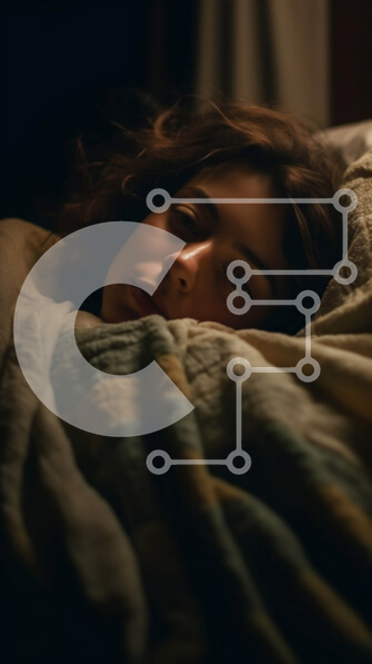 Intra Συλλεκτικό Ξύλινο Παζλ Plywood  4mm - Άνετη γυναίκα στο κρεβάτι με μια κουβέρτα σε ένα δωμάτιο με χαμηλό φωτισμό Σε Ξύλινο Κουτί - Διαστάσεις Puzzle: 10x10 cm – 25 κομμάτια