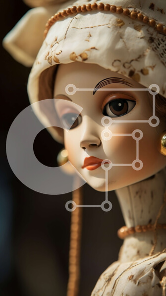 Intra Συλλεκτικό Ξύλινο Παζλ Plywood  4mm - Γαλήνια κούκλα με περίπλοκο λευκό φόρεμα και καπέλο Σε Ξύλινο Κουτί - Διαστάσεις Puzzle: 10x10 cm – 25 κομμάτια