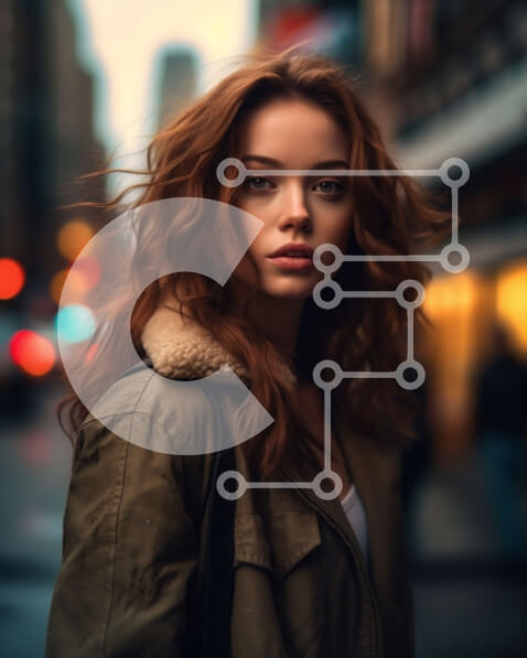 Intra Συλλεκτικό Ξύλινο Παζλ Plywood  4mm - Εκπληκτική εικόνα μιας νεαρής γυναίκας σε δρόμο της πόλης το σούρουπο Σε Ξύλινο Κουτί - Διαστάσεις Puzzle: 10x10 cm – 25 κομμάτια