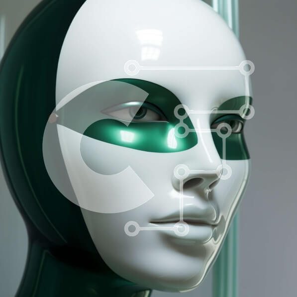 Σετ των 2 Intra Συλλεκτικό Ξύλινο Παζλ Plywood  4mm - Κεφάλι μανεκέν με λευκό πρόσωπο και πράσινα μάτια Σε Ξύλινο Κουτί - Διαστάσεις: 10x10 cm – 25 κομμάτια