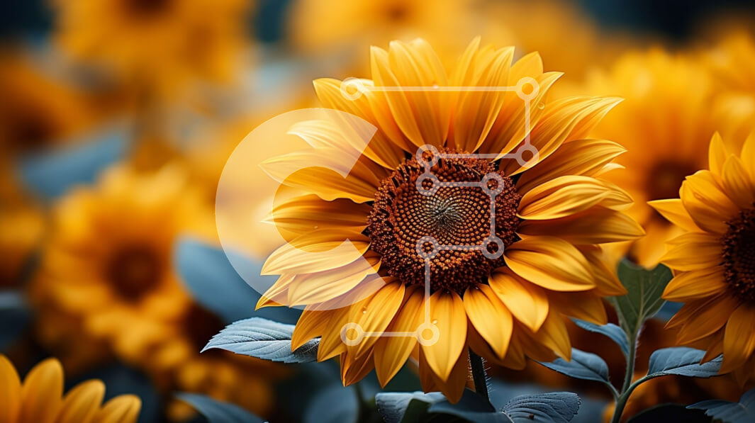 Intra Συλλεκτικό Ξύλινο Παζλ Plywood  4mm - Όμορφη εικόνα των ηλίανθων σε ένα πράσινο χωράφι Σε Ξύλινο Κουτί - Διαστάσεις: 10x10 cm – 25 κομμάτια