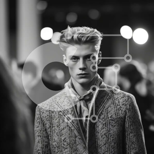 Intra Συλλεκτικό Ξύλινο Παζλ Plywood  4mm - Σοβαρός άνδρας με μοτίβο πουλόβερ και τζιν που στέκεται μπροστά σε ένα πλήθος Σε Ξύλινο Κουτί - Διαστάσεις Puzzle: 10x10 cm – 25 κομμάτια