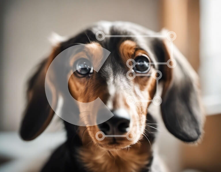 Σετ των 2 Intra Συλλεκτικό Ξύλινο Παζλ Plywood  4mm - Μαύρο και καφέ σκυλί που κοιτάζει επίμονα την κάμερα Σε Ξύλινο Κουτί - Διαστάσεις: 10x10 cm – 25 κομμάτια