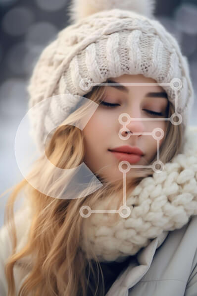 Intra Συλλεκτικό Ξύλινο Παζλ Plywood  4mm - Κομψή γυναίκα με λευκό πλεκτό καπέλο και κασκόλ Σε Ξύλινο Κουτί - Διαστάσεις Puzzle: 10x10 cm – 25 κομμάτια