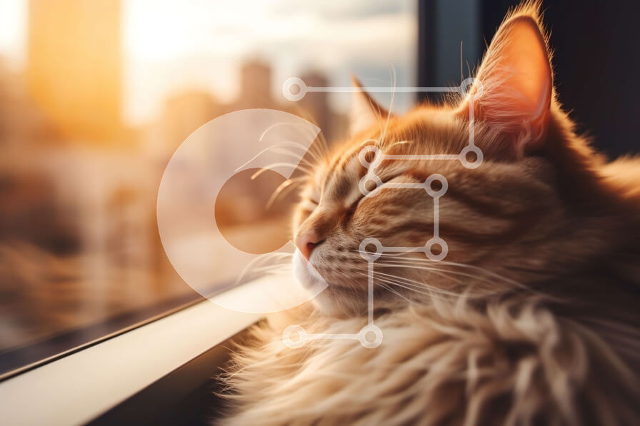 Σετ των 2 Intra Συλλεκτικό Ξύλινο Παζλ Plywood  4mm - Αξιολάτρευτη εικόνα μιας γάτας που απολαμβάνει τη θέα της πόλης από ένα παράθυρο Σε Ξύλινο Κουτί - Διαστάσεις: 10x10 cm – 25 κομμάτια