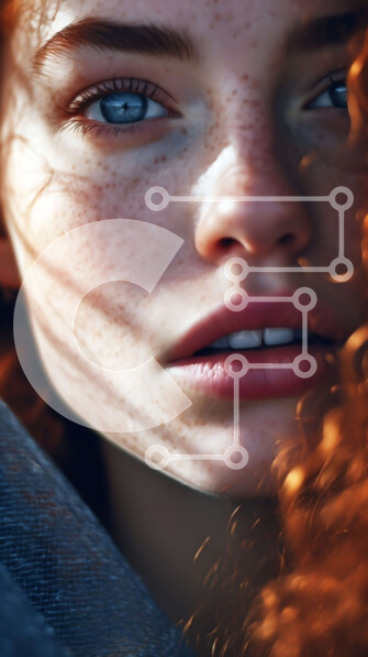 Intra Συλλεκτικό Ξύλινο Παζλ Plywood  4mm - Σοβαρή και όμορφη γυναίκα με κόκκινα μαλλιά και φακίδες Σε Ξύλινο Κουτί - Διαστάσεις Puzzle: 10x10 cm – 25 κομμάτια