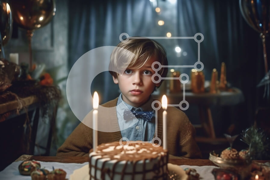 Intra Συλλεκτικό Ξύλινο Παζλ Plywood  4mm - Ζεστή και άνετη εικόνα του νεαρού αγοριού που γιορτάζει τα γενέθλιά του με αναμμένα κεριά Σε Ξύλινο Κουτί - Διαστάσεις Puzzle: 10x10 cm – 25 κομμάτια