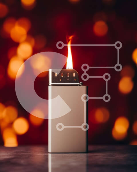 Intra Συλλεκτικό Ξύλινο Παζλ Plywood  4mm - Μεταλλικός Αναπτήρας με Αναμμένη Φλόγα Σε Ξύλινο Κουτί - Διαστάσεις: 10x10 cm – 25 κομμάτια