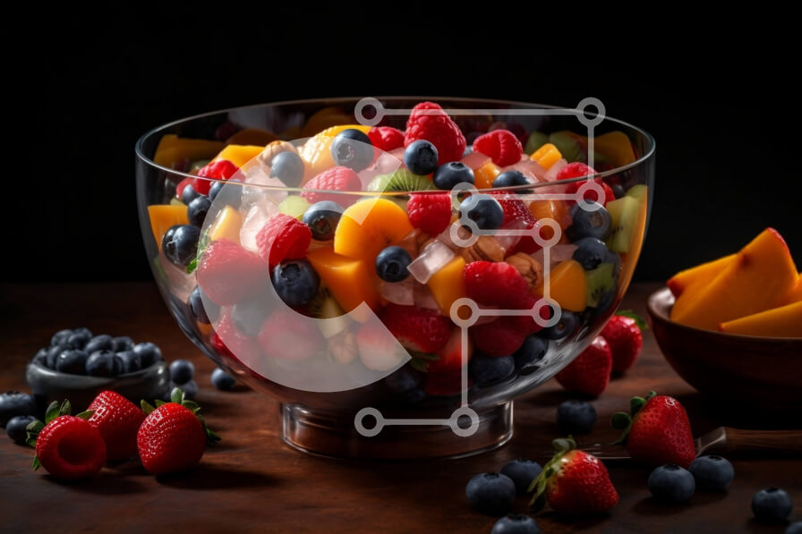 Σετ των 2 Intra Συλλεκτικό Ξύλινο Παζλ Plywood  4mm - Νόστιμη ανάμεικτη φρουτοσαλάτα με βατόμουρα, φράουλες και ακτινίδιο Σε Ξύλινο Κουτί - Διαστάσεις: 10x10 cm – 25 κομμάτια